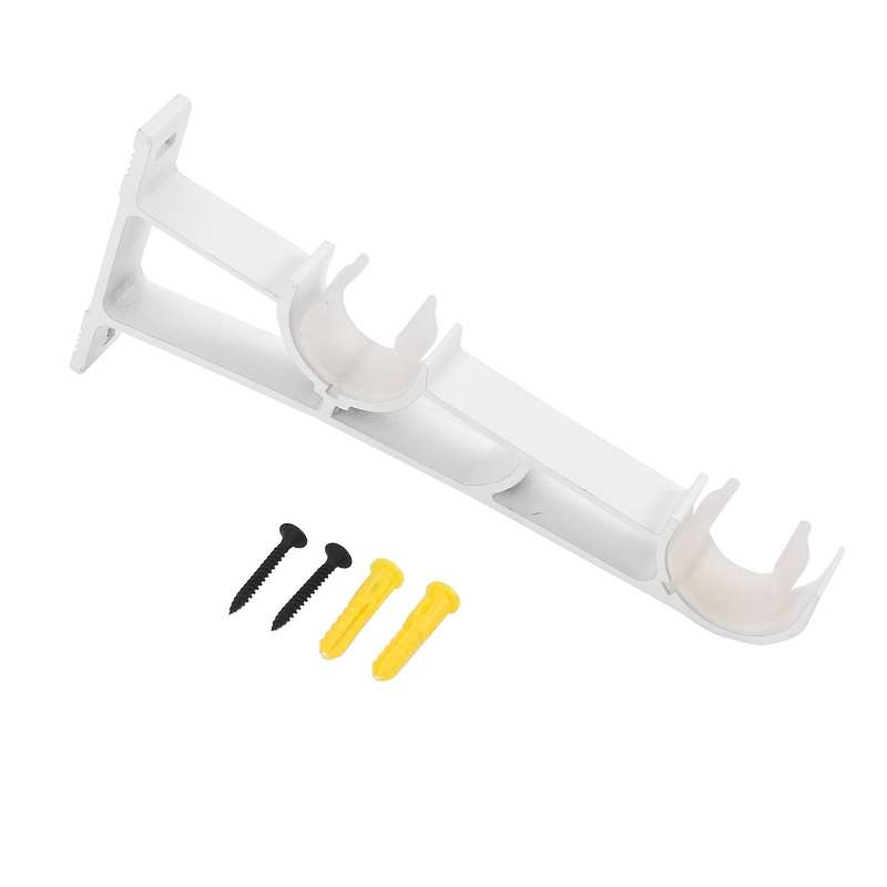 Double Curtain Rod Holders Set, Tap Right Into Window Frame White