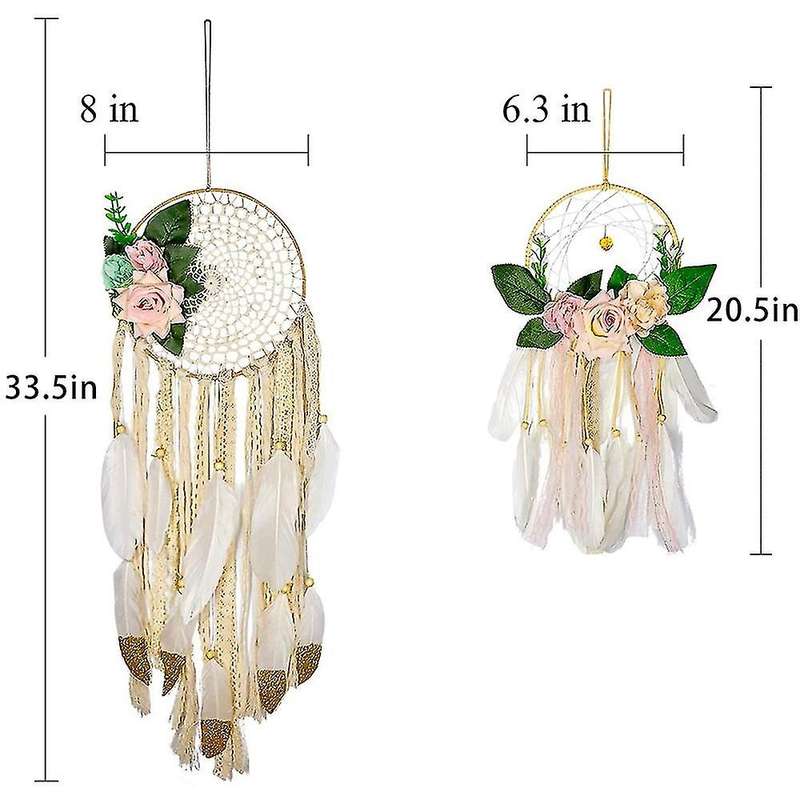 2 Pcs Boho Handmade Dreamcatchers Wall Hanging Decoration