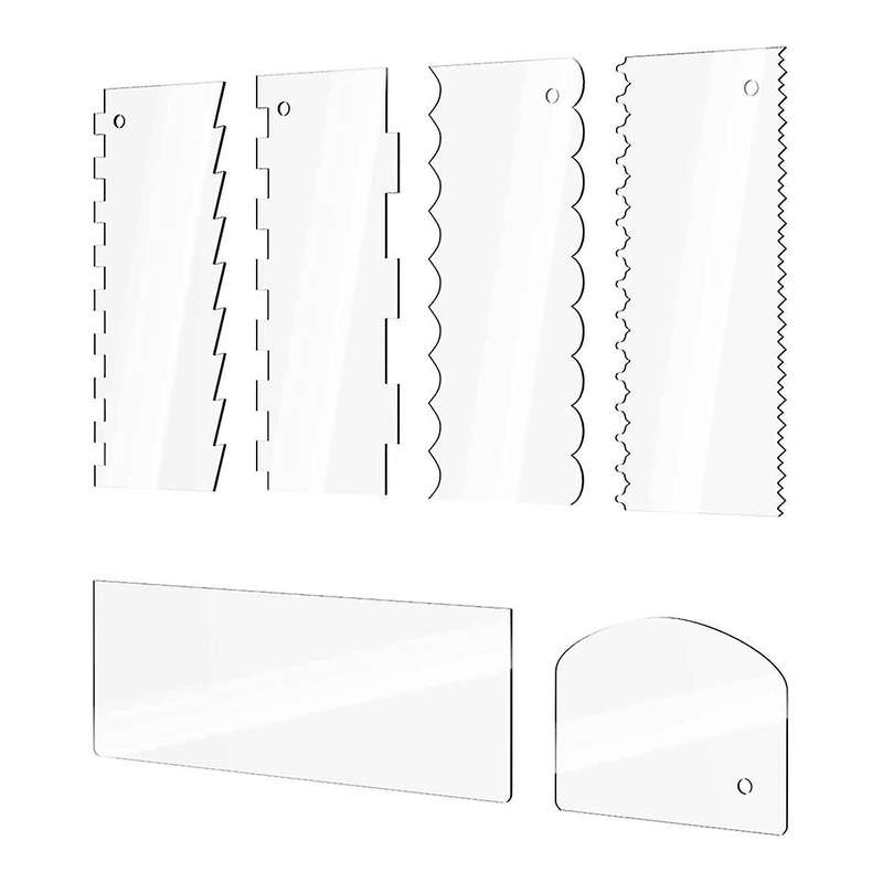 6 Pieces Clear Acrylic Icing Frosting Buttercream Large Cake Smoother