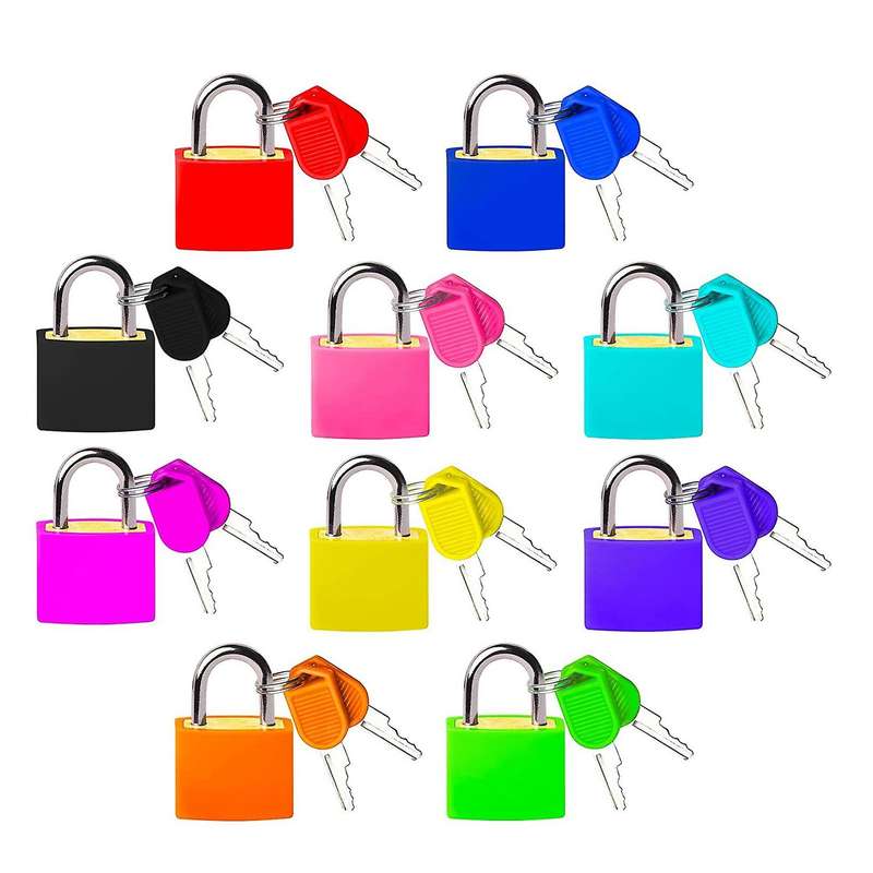 10pcs Small Padlocks Colorful Lock and Key Luggage Locker for School