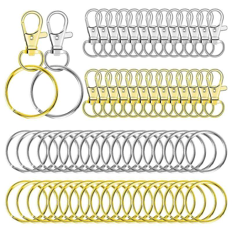 120pcs Key Chain Swivel Snap Hook Lanyard Clips with Key Rings