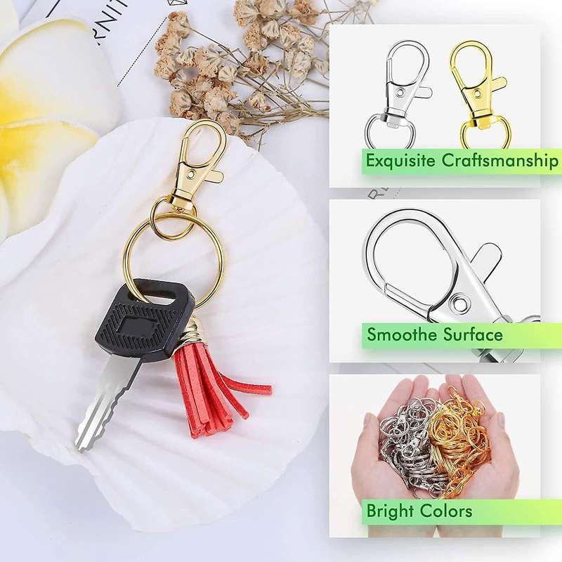 120pcs Key Chain Swivel Snap Hook Lanyard Clips with Key Rings
