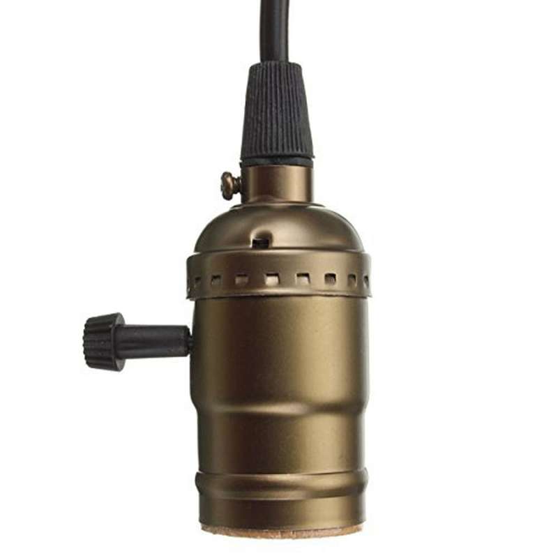 3x with Wire and Switch Light Base Holder,antique Brass + Black