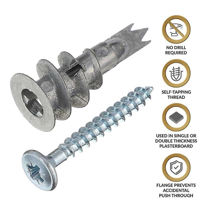 100 Pcs Screws Plasterboard Fixings Drywall Anchors Screws for Home