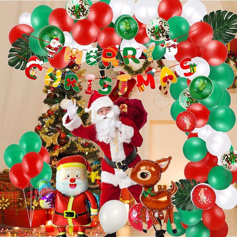 Merry Christmas Balloon Set Holiday Theme Background Decoration