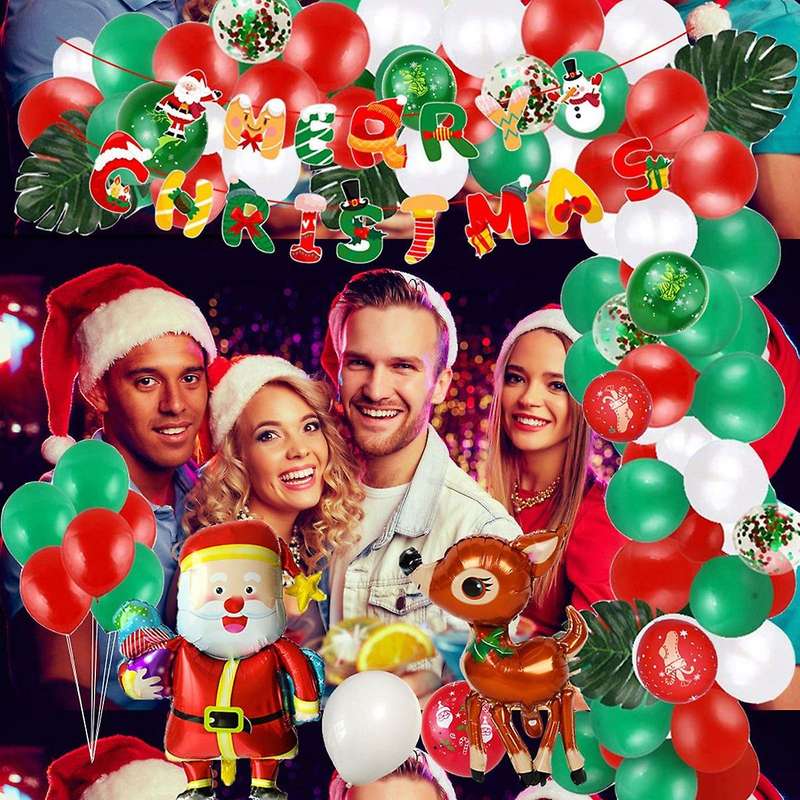 Merry Christmas Balloon Set Holiday Theme Background Decoration