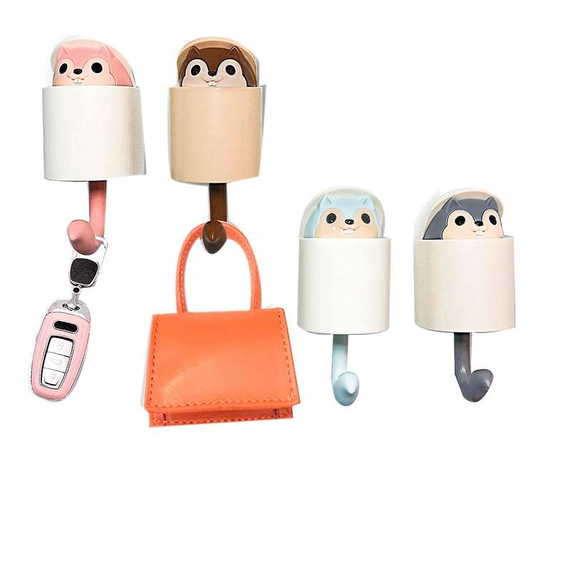 4 Pcs Squirrel Wall Hook Key Holder, for Bathrooms,wall Decorative