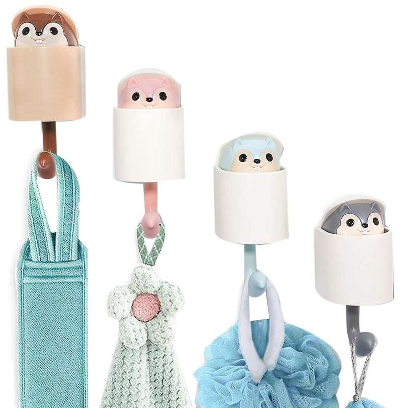4 Pcs Squirrel Wall Hook Key Holder, for Bathrooms,wall Decorative
