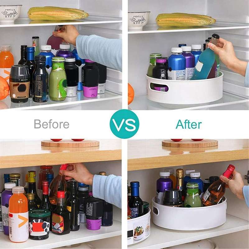 2pcs Rotating Tray/kitchen Organizer/cosmetics Organize (white+blue)