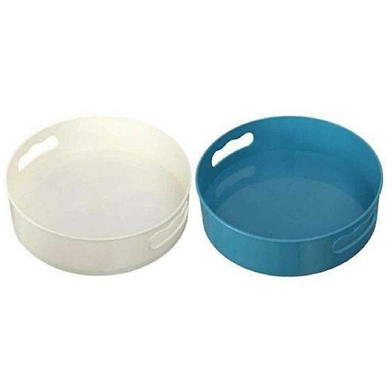 2pcs Rotating Tray/kitchen Organizer/cosmetics Organize (white+blue)