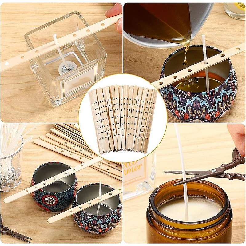 Wooden Candle Wick Holders and Candle Wick Stickers,for Candle Making