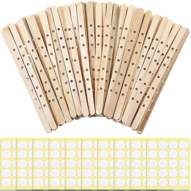 Wooden Candle Wick Holders and Candle Wick Stickers,for Candle Making