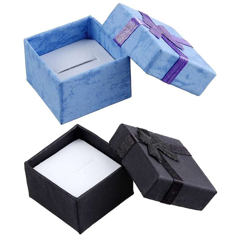 24 Pcs Ring Earring Jewelry Display Gift Box Bowknot Square Purple