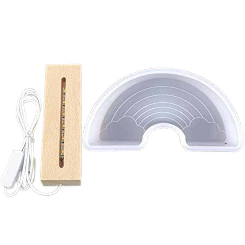 Rainbow Led Silicone Wooden Lighted Base Night Light Epoxy Silicone