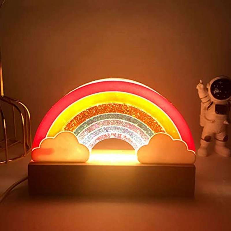 Planet Led Silicone Wooden Lighted Base Night Light Epoxy Silicone