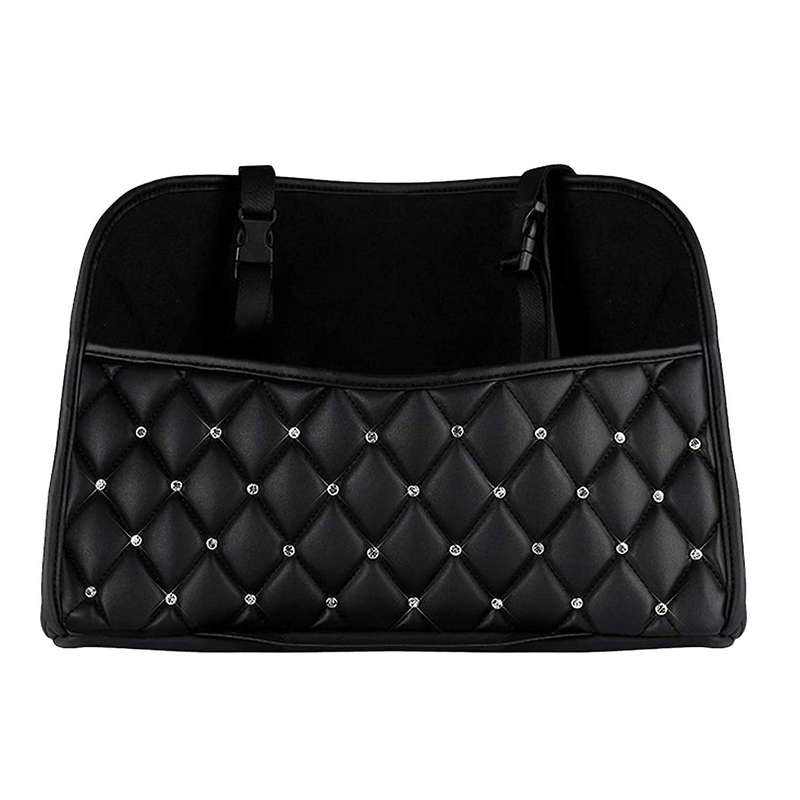 Car Seat Back Storage Bag Handbag Leather Car Net Pocket with Crystal
