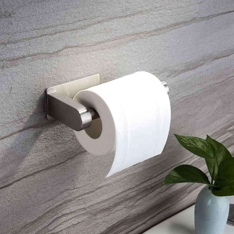 2x Self Adhesive Toilet Paper Holder- No Drilling Stainless Steel