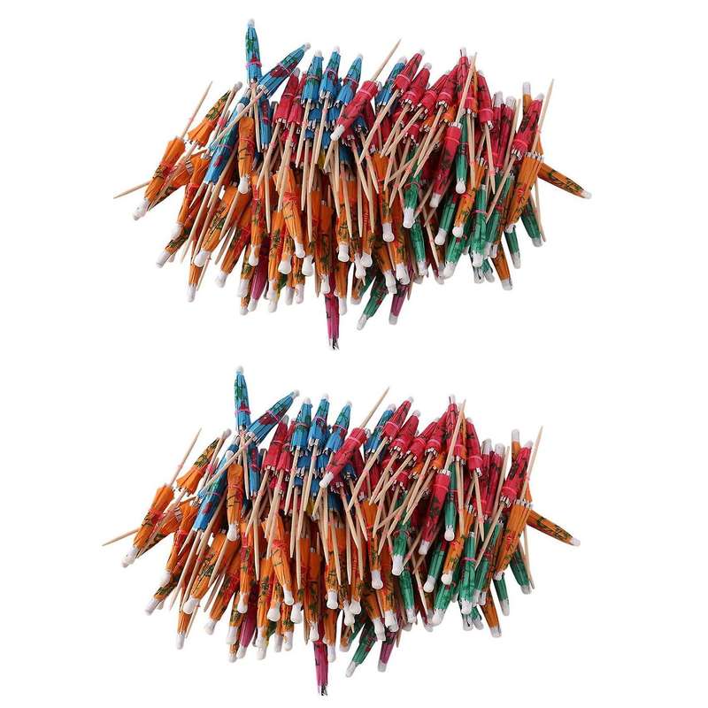 288pcs Color Flower Paper Small Umbrella Sign Fruit Sign