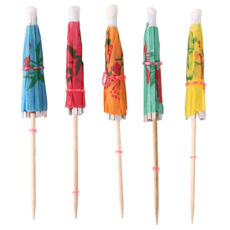 288pcs Color Flower Paper Small Umbrella Sign Fruit Sign