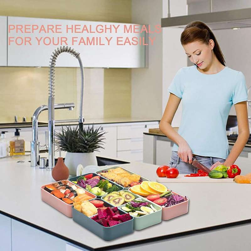 Bento Boxes for Adults Kids, All-in-one Stackable with Utensil, Pink