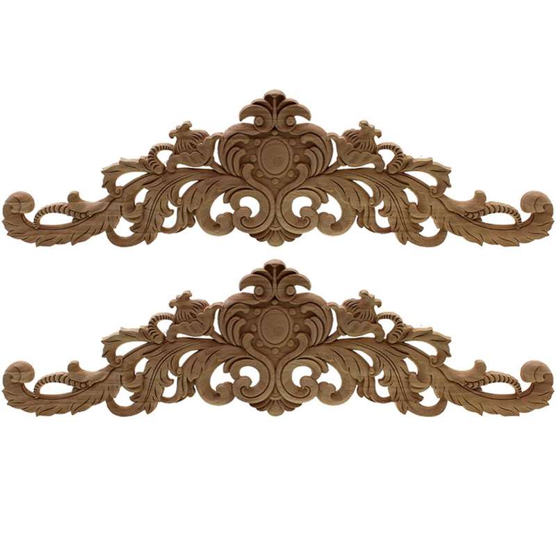 Carving Natural Wood Appliques for Furniture Decorative 40x11x2cm