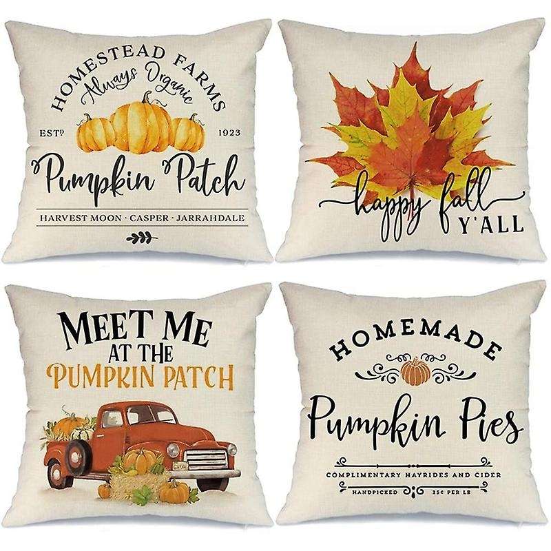 Fall Pillow Covers Farmhouse Throw Pillows for Thanksgiving Cushion