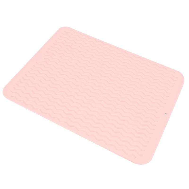 Silicone Dish Drying Mat Non-slip Drain Pad Insulation Pot Mat Pink