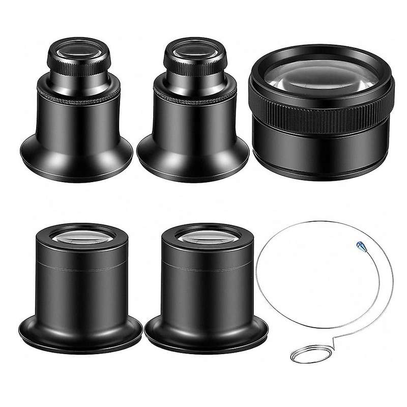 5 Pcs Jewelers Loupe Portable Monocular Magnifier 10x 20x Monocle
