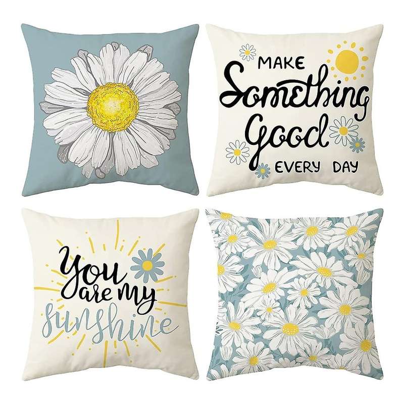 Summer Pillow Covers 18x18 Set Of 4 Farmhouse Summer Decorations
