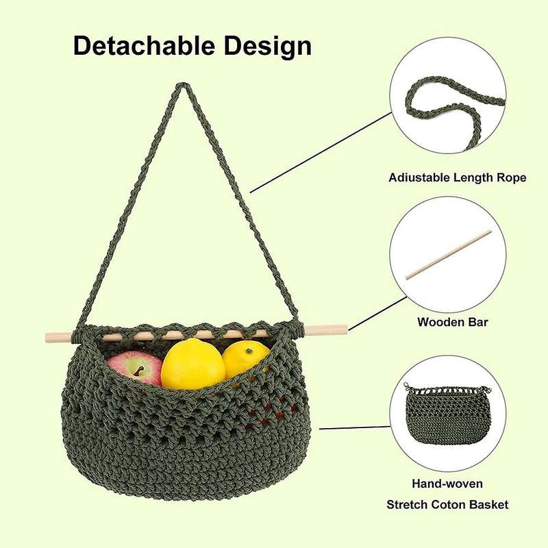 Boho Hanging Fruit Woven Baskets Organization to Store All Items -3