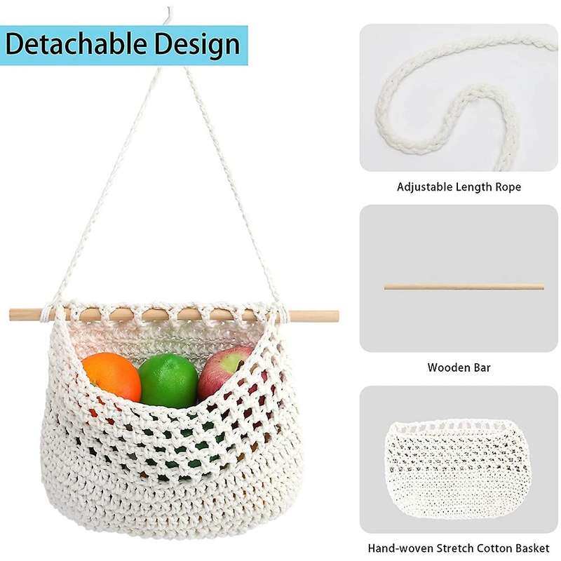 Boho Hanging Fruit Woven Baskets Organization to Store All Items -2