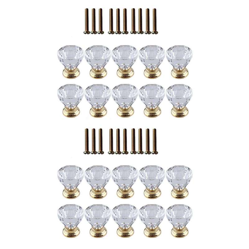 10 Pcs Crystal Glass Door Handle Diamond Dressing Table Knob