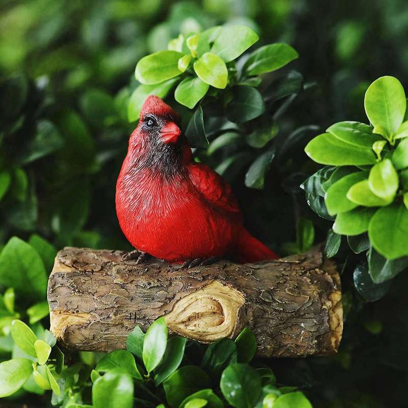 Resin Bird Decoration Garden Courtyard Simulation Red Bird Decoration