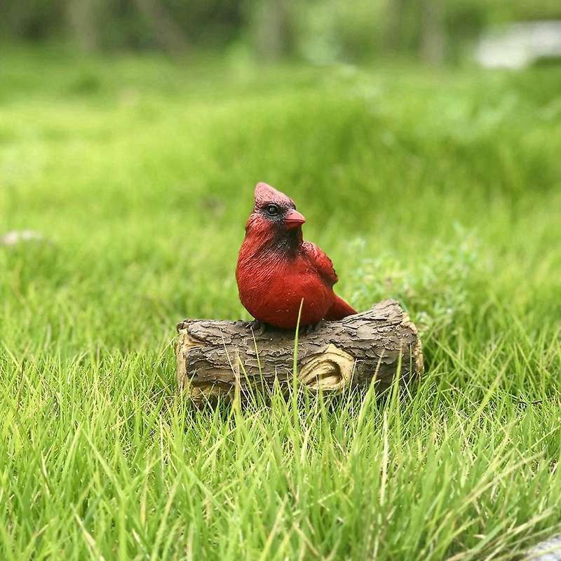 Resin Bird Decoration Garden Courtyard Simulation Red Bird Decoration