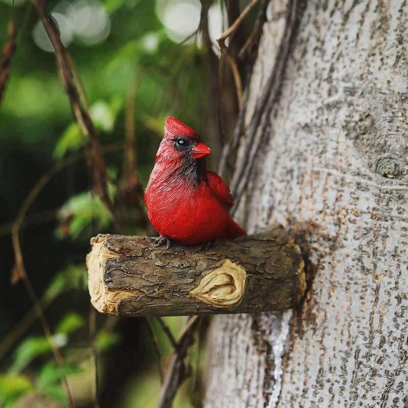 Resin Bird Decoration Garden Courtyard Simulation Red Bird Decoration
