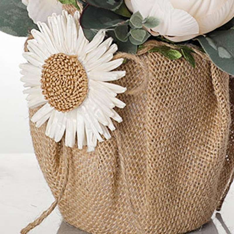 Wedding Flower Girl Basket with Sunflower,burlap Flower Basket Rustic