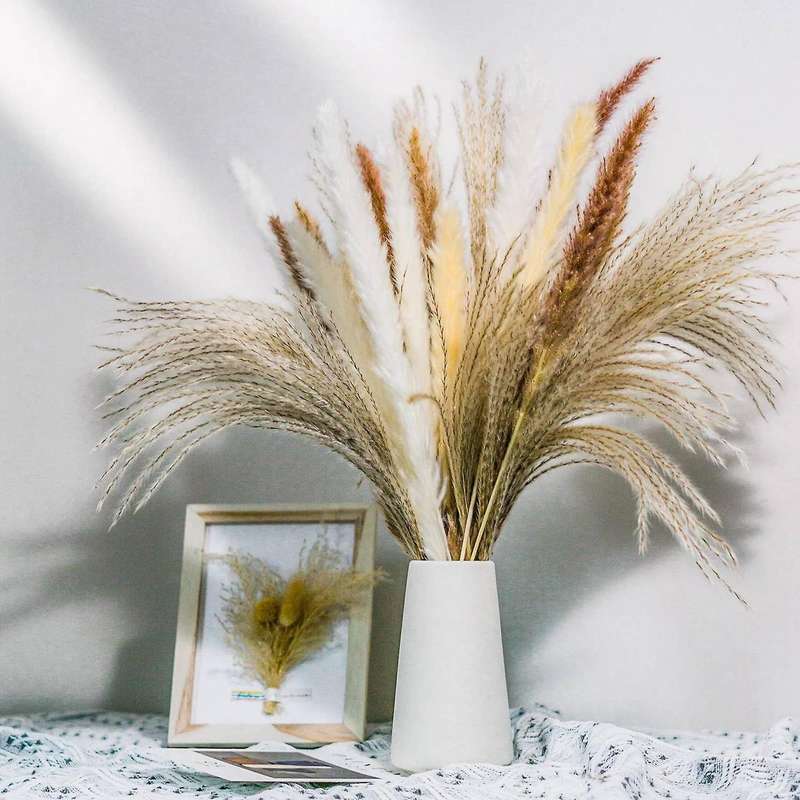 70pcs Natural Dried Pampas Grass Bouquets for Home Wedding Boho Decor