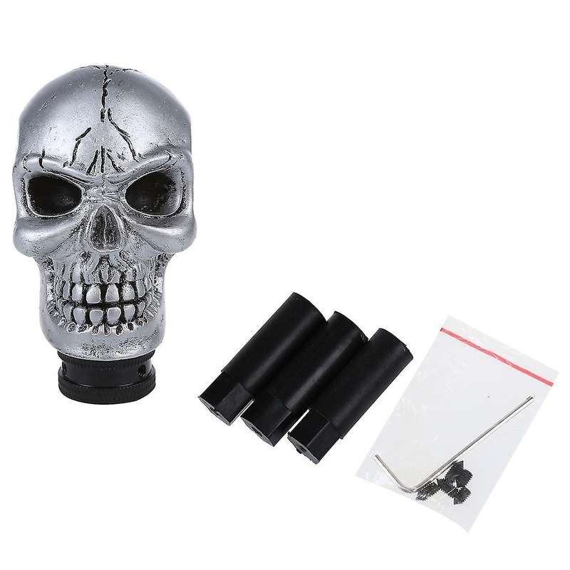 Metal Skull Head Truck Car Gear Shift Knob + 3 Plastic Connectors