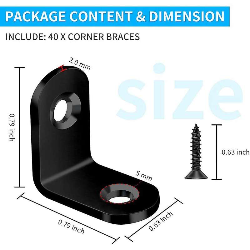 40pcs L Bracket Angle Bracket Set,90 Degree Right Angle Bracket