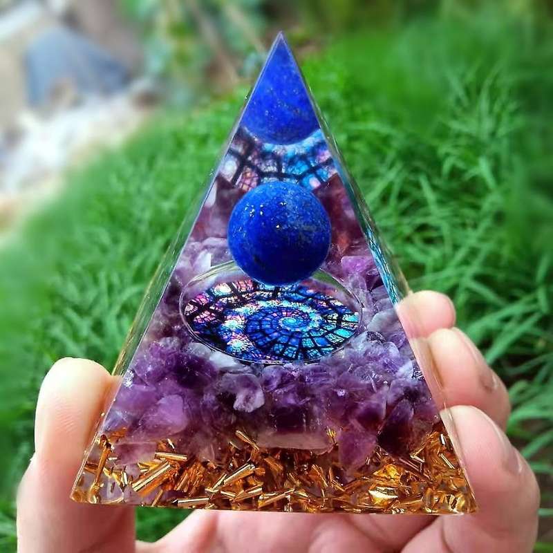 Orgonite Pyramid Mold Amethyst Peridot Crystal Energy Pyramid Decor