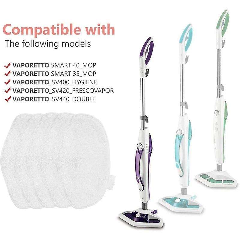 10 Steam Mop Pads for Polti Vaporetto Paeu0332 Vacuum Cleaner, White