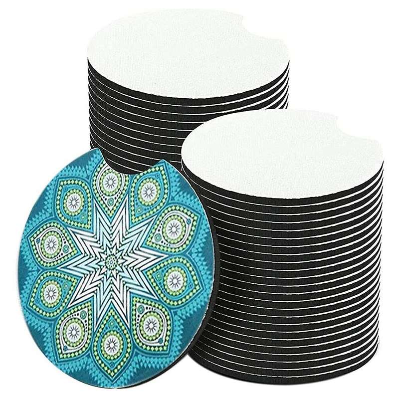 50pcs Sublimation Car Coasters Blanks,for Diy Crafts Car Cup Coasters