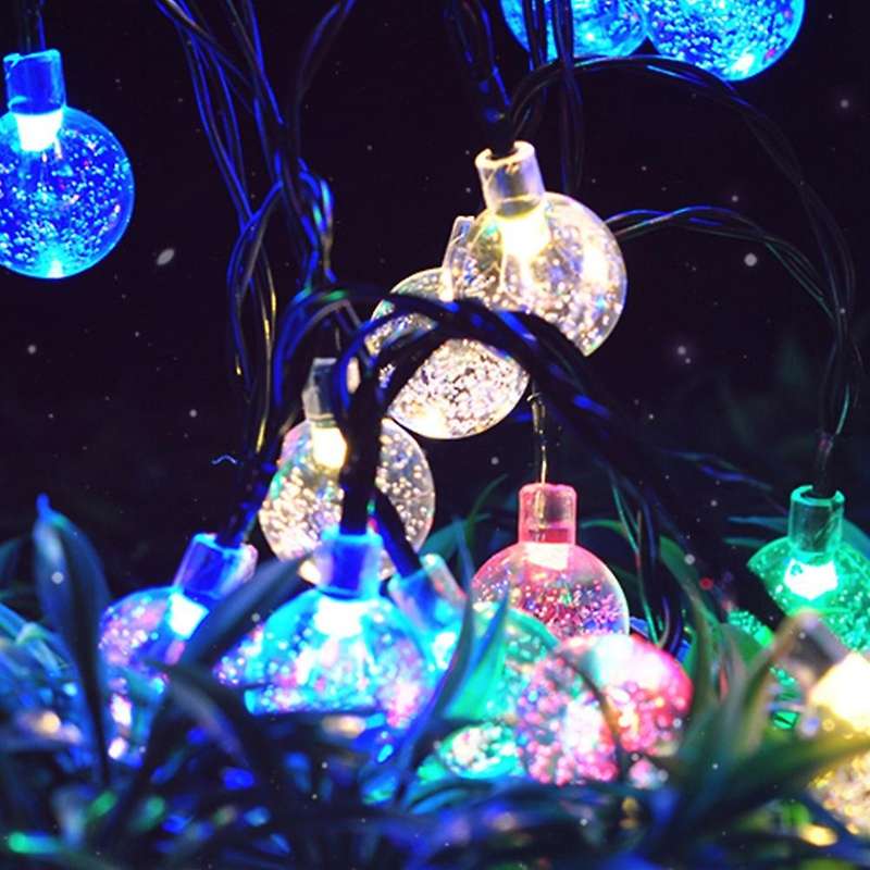7m 50 Light Led Solar Bubble Ball Light String Outdoor Waterproof, B