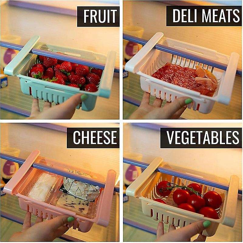 4pcs Fridge Drawer Organizer Refrigerator Drawers for Shelves