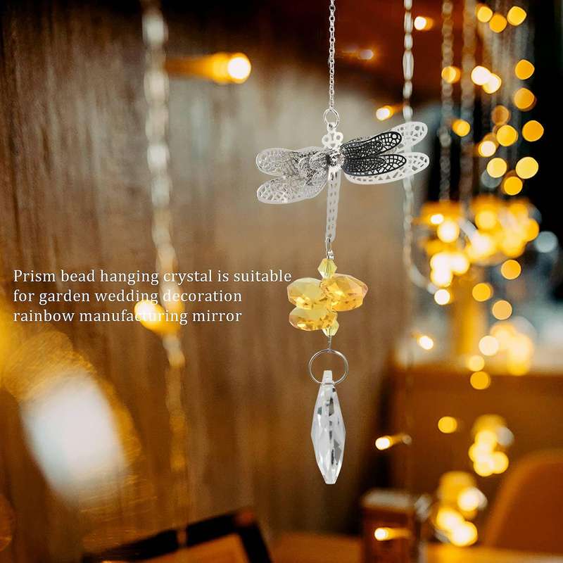 Set Of 6 Dragonfly Crystal Suncatcher Prisms Bead Hanging Crystal