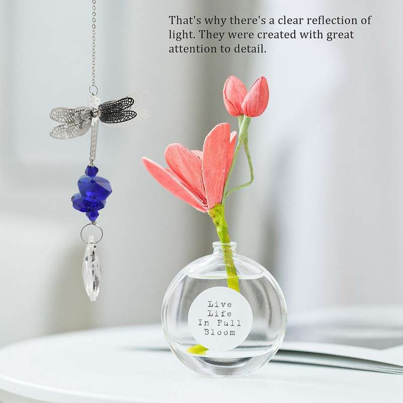 Set Of 6 Dragonfly Crystal Suncatcher Prisms Bead Hanging Crystal