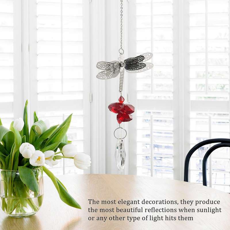 Set Of 6 Dragonfly Crystal Suncatcher Prisms Bead Hanging Crystal