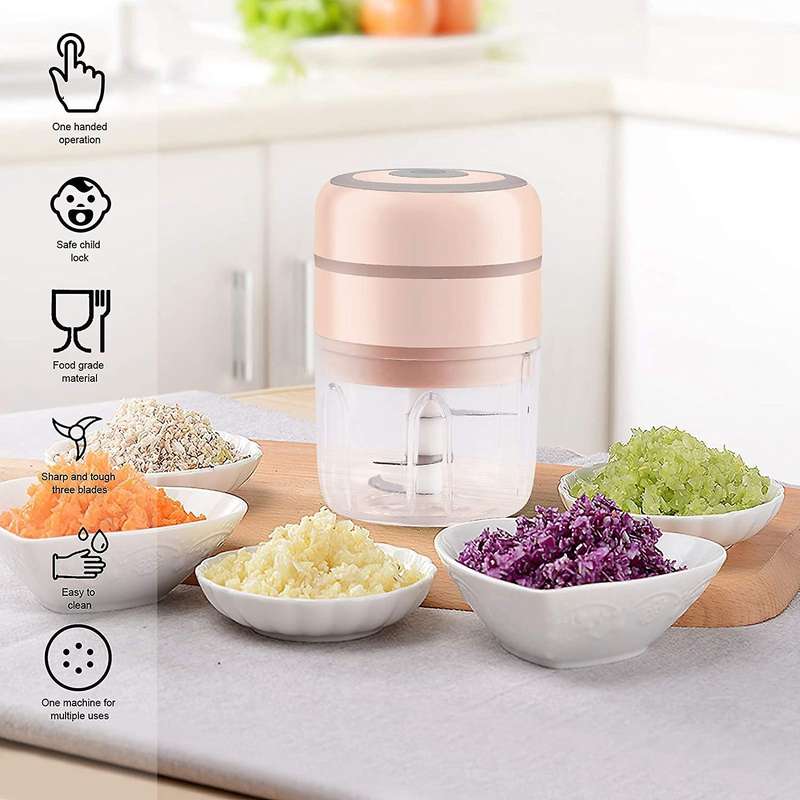Mini Garlic Chopper Food Chopper,for Pepper Vegetable Nut 250ml,pink