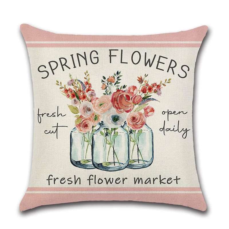 18x18 Set Of 4 Farmhouse Throw Pillows Spring Decorations
