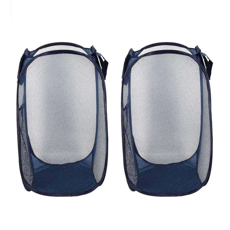2pcs Foldable Pop-up Mesh Basket with Laundry Basket